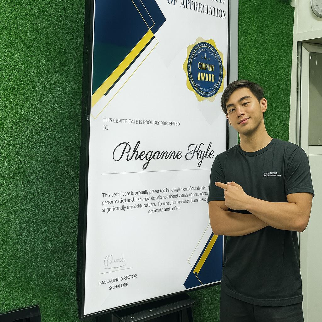 Calligraphy-style certificate printing setup at Dubai event